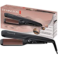 Remington S3580 Ceramic Crimp - Plancha de Pelo- Cerámica Avanzada- Placas Anchas- Crea Textura y Volumen- Negro